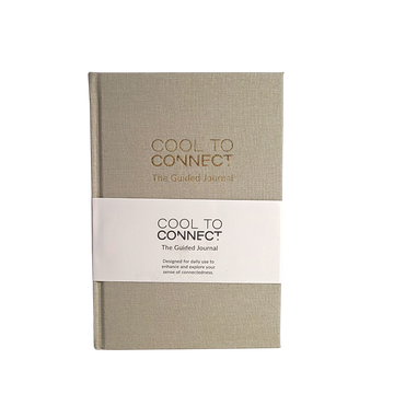 Canvas material Journal displayed on solid white background. Product is a connection inspired prompted journal by Cool to connect.